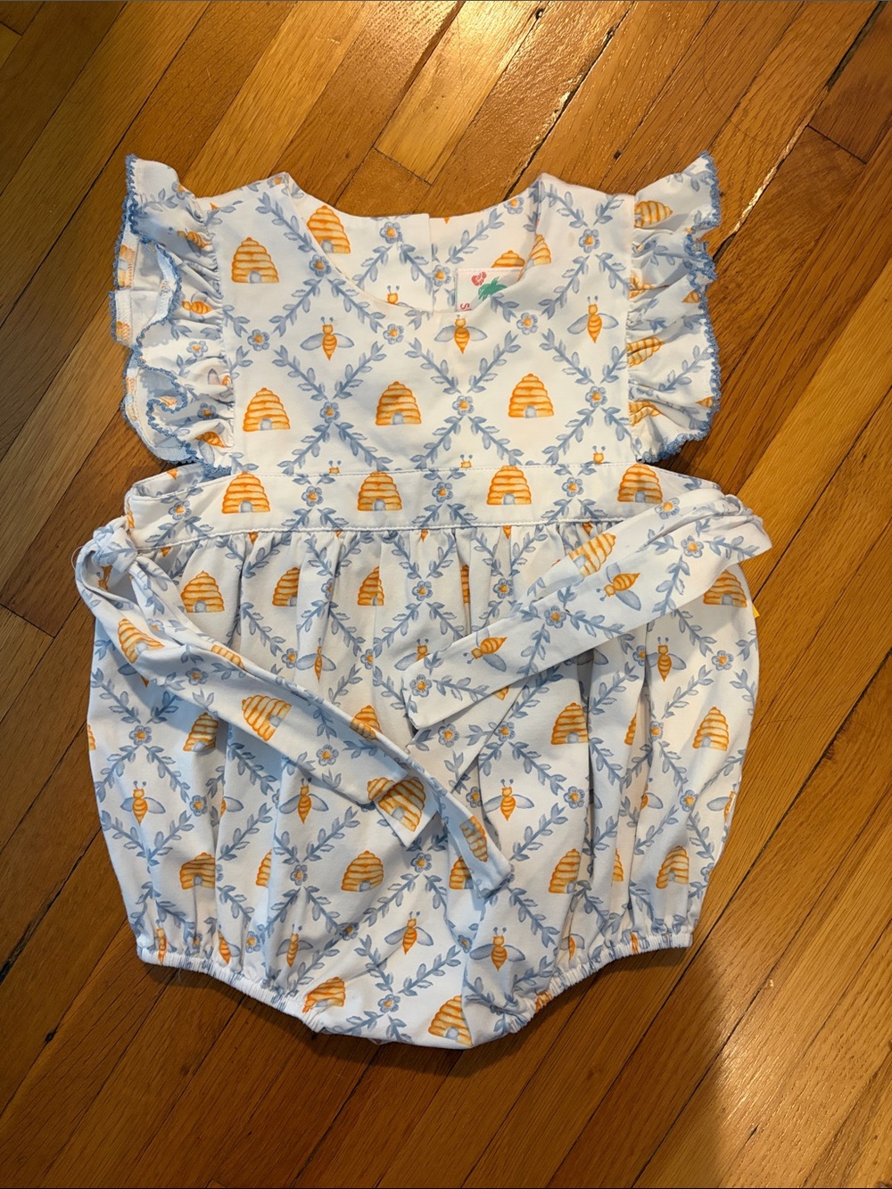 Shrimp and Grits Bee Print Ruffle Romper 2T, Queen Bee Busy Bee